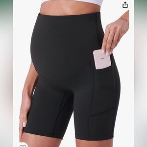 3 pairs of Maternity Over the belly biker yoga shorts.